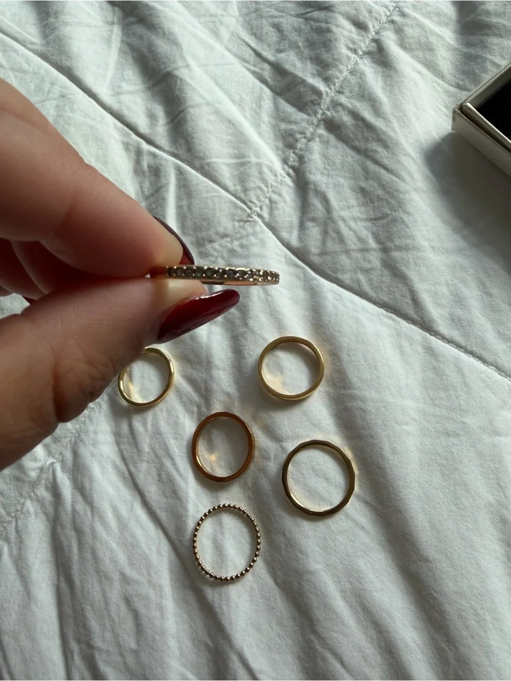 Gold Tone Mixed Stackable Women's Ring Set